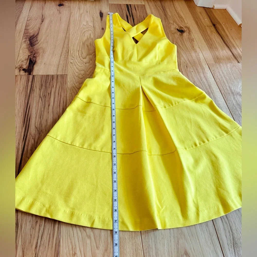 Banana Republic Ponte Cross-back Fit-and-Flare Dress in Tuscan Sun Sz 2 NWT - Picture 13 of 16